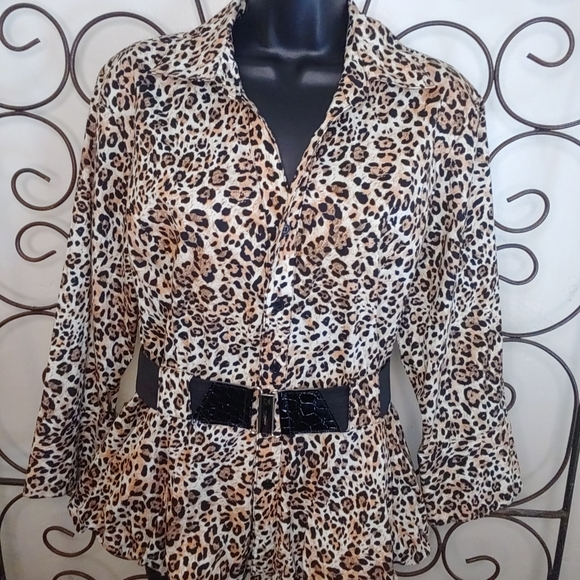 Harve Benard Leopard print belted XL top jacket - Picture 1 of 4